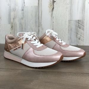 michael kors white and rose gold sneakers